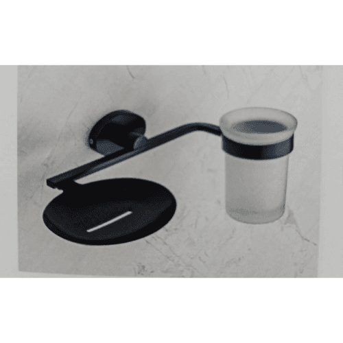 MICRA BLACK MATT BRASS SOAP DISH + TUMBER HOLDER