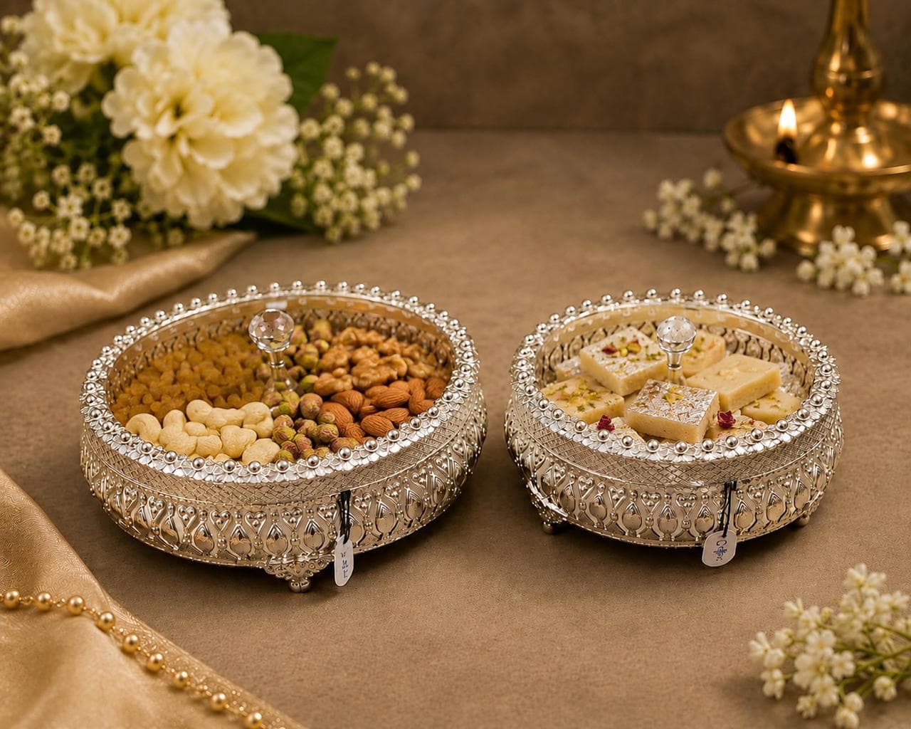 Silver Metal Dry Fruit Box