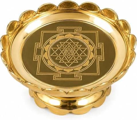 Brass Shree Yantra Lotus Stand